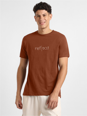 NOBERO Typography Men Crew Neck Brown T-Shirt