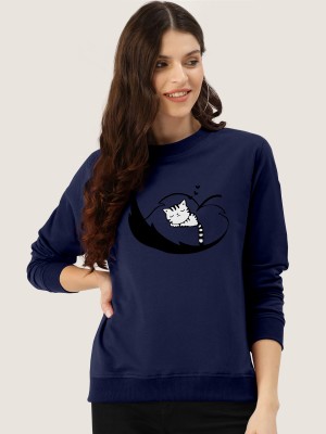 ZentWorld Printed Women Round Neck Dark Blue T-Shirt