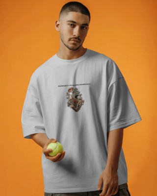 Incrroect Printed Men Round Neck Grey T-Shirt