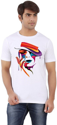 Clickwell Trend Printed Men Round Neck White T-Shirt