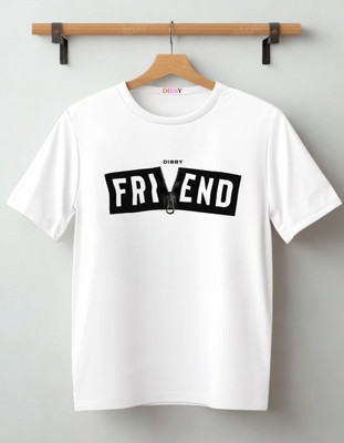 DIBBY Printed Men Round Neck White T-Shirt