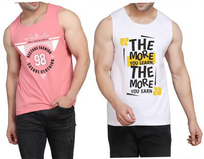 Restore Typography Men Round Neck Pink, White, Multicolor T-Shirt
