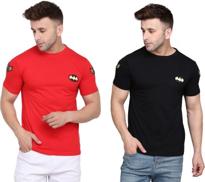 BEYOU FASHION Solid Men Round Neck Red, Black T-Shirt