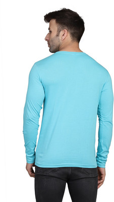 TEEFOX Printed, Typography Men Round Neck Light Blue T-Shirt