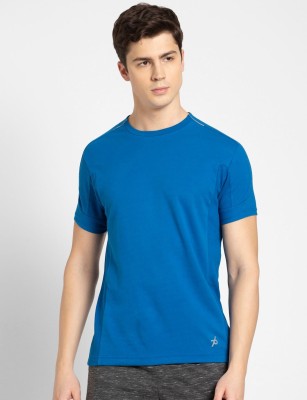 JOCKEY Self Design Men Round Neck Blue T-Shirt