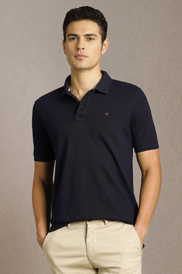 LOUIS PHILIPPE Solid Men Polo Neck Dark Blue T-Shirt