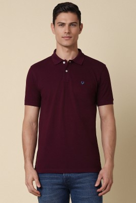 Allen Solly Solid Men Polo Neck Purple T-Shirt
