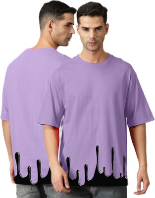 Arfila Printed Men Round Neck Purple T-Shirt