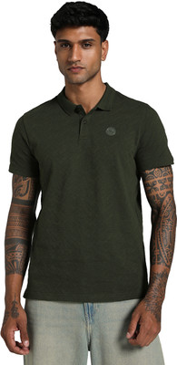 PUMA Solid Men Polo Neck Green T-Shirt