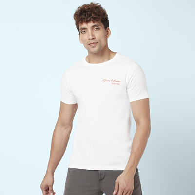 Urban Ranger by Pantaloons Printed Men Round Neck White T-Shirt