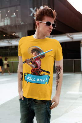 Zasu Fashion Printed, Typography Men Round Neck Yellow T-Shirt