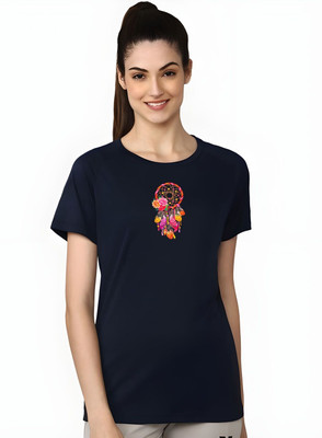 SZN Graphic Print Women Round Neck Dark Blue T-Shirt
