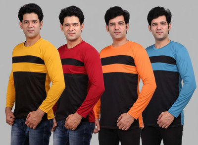 cnw Striped Men Round Neck Multicolor T-Shirt