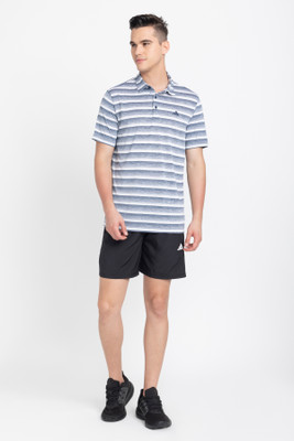 ADIDAS Printed Men Polo Neck Navy Blue T-Shirt