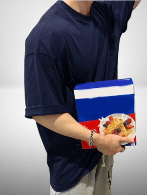 FURRR Solid Men Round Neck Blue T-Shirt