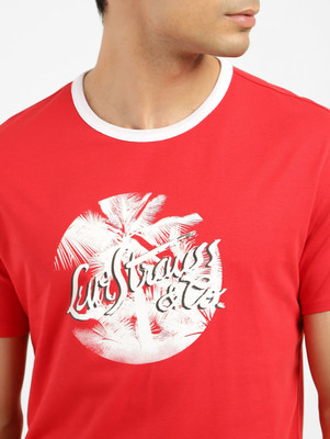 LEVI'S Typography Men Round Neck Red T-Shirt