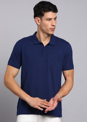 PARK AVENUE Solid Men Polo Neck Dark Blue T-Shirt