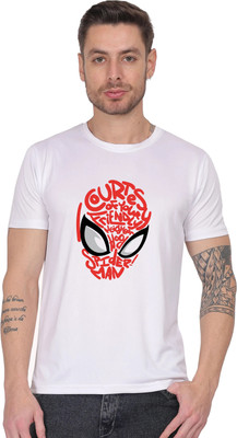 AZAADGARMENT Printed Men Round Neck White T-Shirt