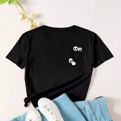 TARSHI Printed Women Round Neck Black T-Shirt