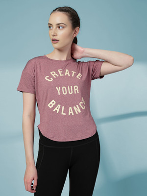 METRONAUT Typography Women Round Neck Maroon T-Shirt
