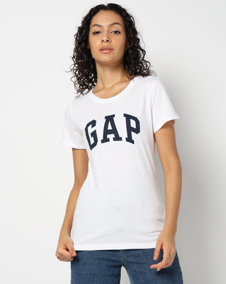 GAP Solid Women Round Neck White T-Shirt