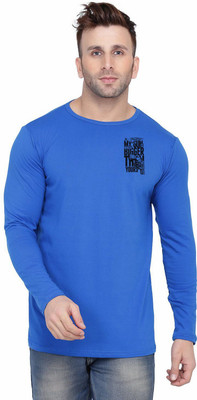 Lawful Casual Graphic Print Men Round Neck Blue T-Shirt