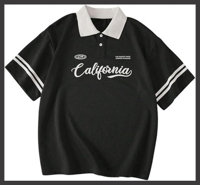 Hackmen Printed Men Polo Neck Black T-Shirt