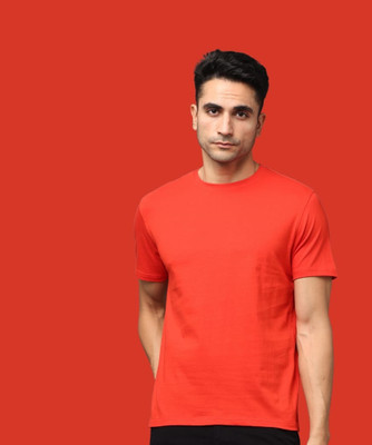 Republic Solid Men Round Neck Red T-Shirt