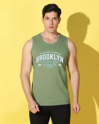 WOOSTRO Printed Men Scoop Neck Light Green T-Shirt