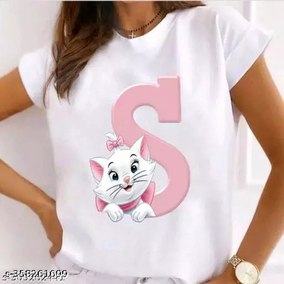 ROCKY FAB Printed Women Round Neck White T-Shirt