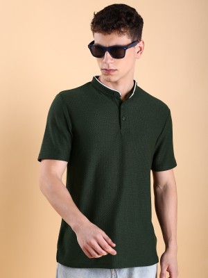 HIGHLANDER Printed Men Polo Neck Green T-Shirt