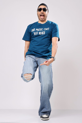 Stylox Printed Men Crew Neck Blue T-Shirt