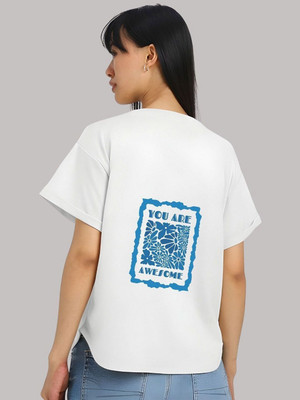 SZN Graphic Print Women Round Neck White T-Shirt