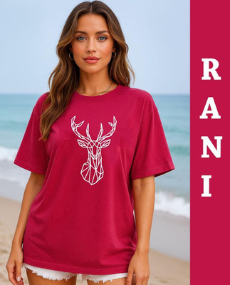 AdvibaFashion Solid Women Round Neck Pink T-Shirt
