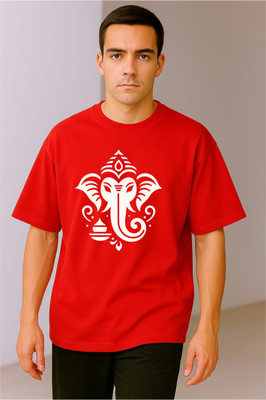 goodsign Graphic Print Men Round Neck Red T-Shirt