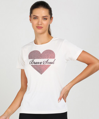 SHASHVI Printed Women Round Neck White T-Shirt