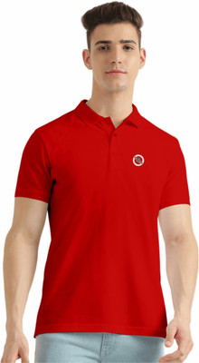 TAB91 Solid Men Polo Neck Red T-Shirt