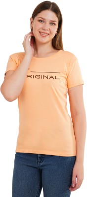 YouthPoi Printed Women Round Neck Orange T-Shirt