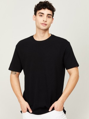 Fame Forever by Lifestyle Solid Men Round Neck Black T-Shirt