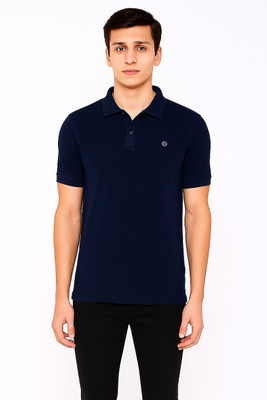 SWADL Solid Men Polo Neck Black T-Shirt