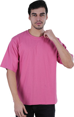Mindseye Creations Solid Men Round Neck Pink T-Shirt