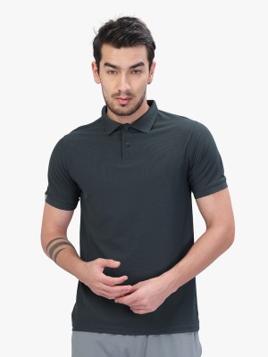 TECHNOSPORT Solid Men Polo Neck Black T-Shirt