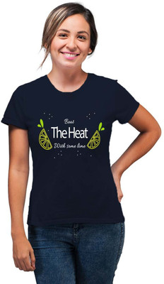 SmarTee Street Printed Women Round Neck Blue T-Shirt