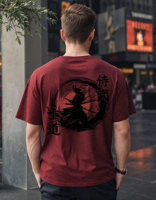 Smartees Printed Men Round Neck Maroon T-Shirt
