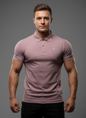 MANBOW Self Design Men Polo Neck Purple T-Shirt