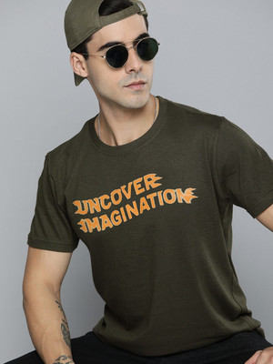 R.Code by The Roadster Life Co. Printed Men Round Neck Green T-Shirt
