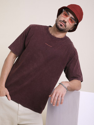 DIFFERENCE OF OPINION Printed Men Round Neck Maroon T-Shirt