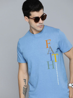 Moda Rapido Graphic Print Men Round Neck Blue T-Shirt