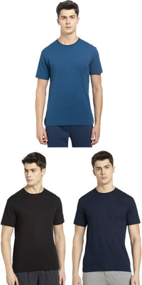 JOCKEY Solid Men Round Neck Dark Blue, Navy Blue, Black T-Shirt