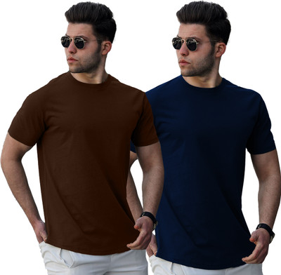 JUGULAR Solid Men Round Neck Multicolor T-Shirt